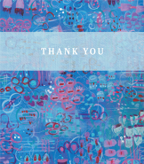 Blue Pink Abstract Top Bat Mitzvah Thank You